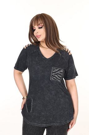 بلوز سایز بزرگ مشکی زنانه گشاد özle fashion - کد 917792387