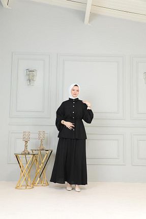 ست بالاتنه و پائین تنه حجاب مشکی زنانه اورسایز BURCU TESETTÜR - کد 835082738