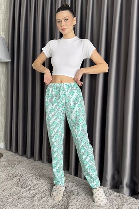 پائین تنه راحتی سبز زنانه طرح دار GÜLSELİ - کد 906013930