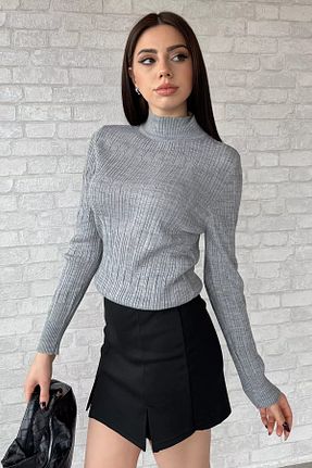 بلوز طوسی زنانه ساده GÜLSELİ - کد 906014385
