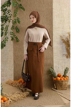 شال قهوه ای زنانه پنبه ای Fatma Atasoy - کد 906022000