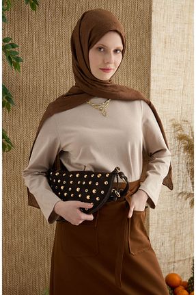 شال قهوه ای زنانه پنبه ای Fatma Atasoy - کد 906022000