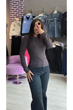بادی طوسی زنانه یقه دوچرخه TRENDBUTİK - کد 906023140