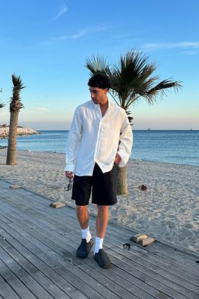 پیراهن سفید مردانه اورسایز Flaw Wear - کد 906053078