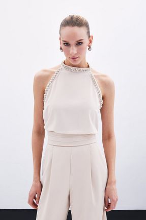بلوز بژ زنانه A-Form فیت Sateen - کد 906070757