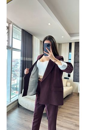 کت بلیزر بنفش زنانه پارچه DUBAİ - کد 906122446
