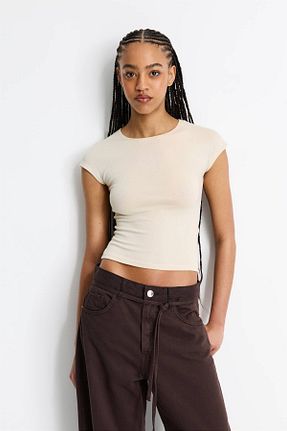 تیشرت نباتی زنانه Fitted Pull & Bear - کد 906130147