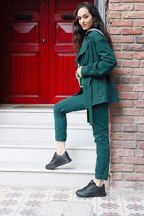 کفش اسنیکر مشکی زنانه بند دار Jump - کد 4389264