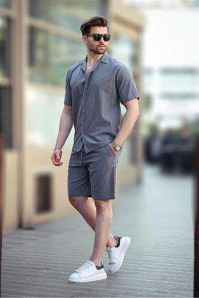شلوارک و برمودا طوسی مردانه Straight Madmext - کد 906150808