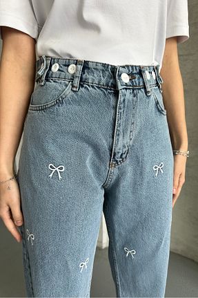شلوار جین آبی زنانه پاچه گشاد macharel jeans - کد 906178832