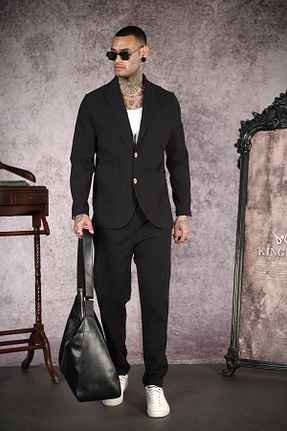 ست بالاتنه و پائین تنه مشکی مردانه بافتنی Butik - کد 906185621