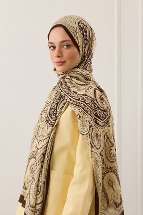 شال بژ زنانه ابریشم Qef - کد 917837458