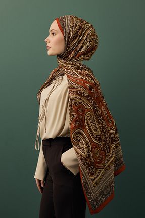شال نارنجی زنانه ابریشم Qef - کد 917839437