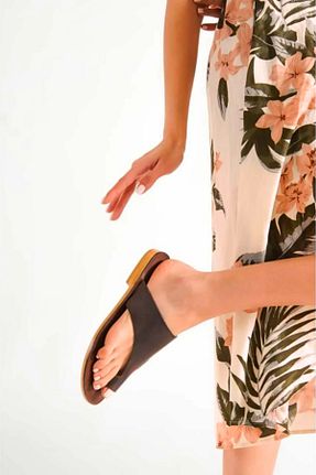 صندل قهوه ای زنانه پاشنه تخت GAYIŞ - کد 906195437