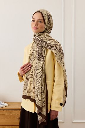 شال بژ زنانه ابریشم Qef - کد 917837458