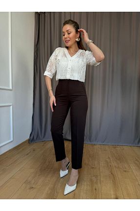 پیراهن سفید زنانه رگولار Size Özgü - کد 906202221