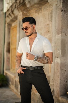 پیراهن سفید مردانه Asimetrik OUTFİT MAN - کد 816180852