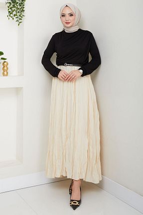 دامن حجاب بژ زنانه رگولار hafsamina - کد 906213146