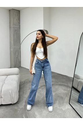 شلوار جین آبی زنانه پاچه پهن Fibula - کد 906211959
