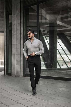 پلیور طوسی مردانه ساده OUTFİT MAN - کد 795411500