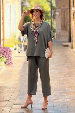 ست بالاتنه و پائین تنه خاکی زنانه بافتنی Nevin Kaya Moda - کد 906242385