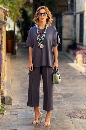 ست بالاتنه و پائین تنه طوسی زنانه بافتنی Nevin Kaya Moda - کد 906242965