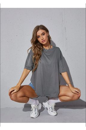 تیشرت طوسی زنانه اورسایز Hunors Sportswear & Company - کد 903926449