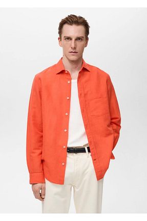 پیراهن نارنجی مردانه رگولار MANGO Man - کد 898627650