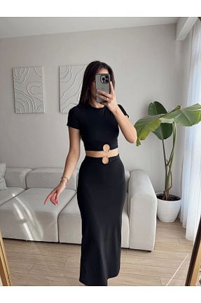 ست بالاتنه و پائین تنه رنگی زنانه بافتنی Zoom Butik - کد 906251995
