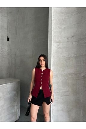 جلیقه زرشکی زنانه رگولار İLKCET MODA - کد 906287062