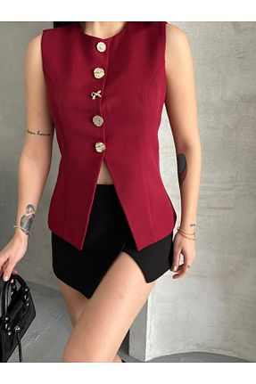 جلیقه زرشکی زنانه رگولار İLKCET MODA - کد 906287062