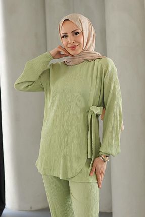 ست بالاتنه و پائین تنه حجاب سبز بچه گانه رگولار MİSSKAYLE - کد 906297374