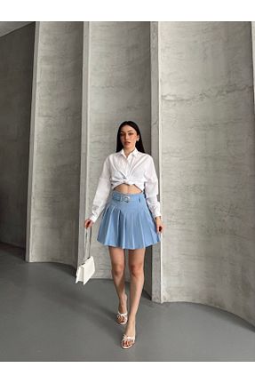 دامن آبی زنانه بافتنی İLKCET MODA - کد 906264905