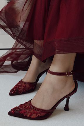 کفش مجلسی زرشکی زنانه پارچه ای POLKA STORE - کد 906323014