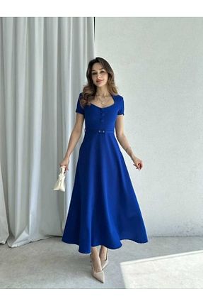 لباس مجلسی و فارغ التحصیلی آبی زنانه کرپ MODA DURAĞI - کد 906312436