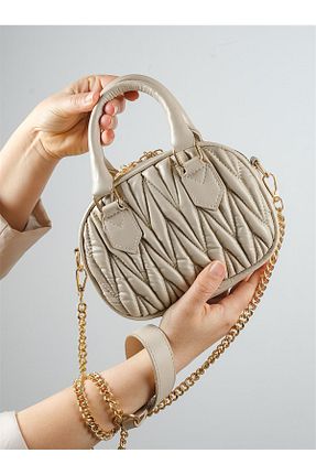 کیف دوشی بژ زنانه چرم مصنوعی Bagacar - کد 906312418
