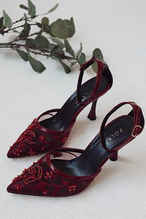 کفش مجلسی زرشکی زنانه پارچه ای POLKA STORE - کد 906323014