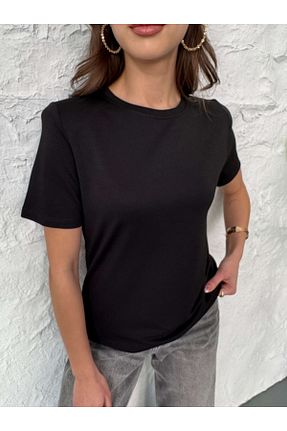 تیشرت مشکی زنانه رگولار Elif Özbey Butik - کد 906324345