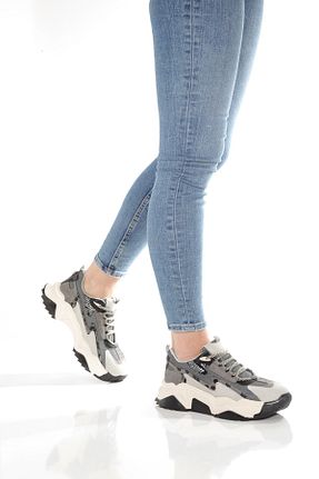 کفش اسنیکر طوسی زنانه بند دار Modabuymus - کد 906341139