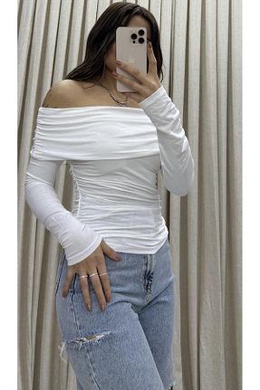 بلوز سفید زنانه ساده Daves - کد 906328364