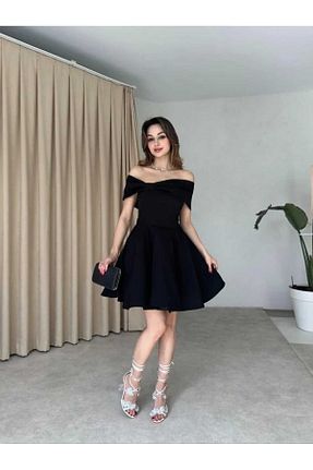 لباس مجلسی و فارغ التحصیلی مشکی زنانه کرپ MODA DURAĞI - کد 906406551