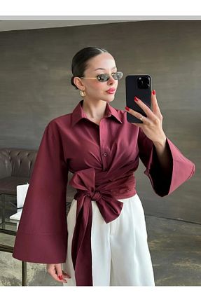 پیراهن زرشکی زنانه Relaxed lesclees - کد 906407634