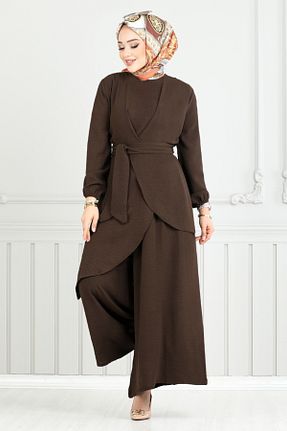 ست بالاتنه و پائین تنه قهوه ای زنانه بافتنی ModaMerve - کد 919986882