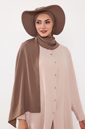 شال قهوه ای زنانه پلی استر Aisha