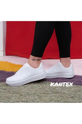 کفش اسنیکر سفید زنانه بند دار KANTEX - کد 888188423