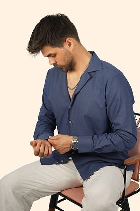 پیراهن سرمه ای مردانه Relaxed Etikmen - کد 843909120