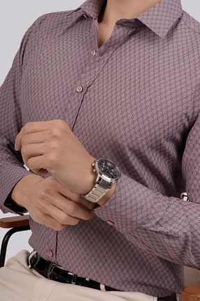 پیراهن زرشکی مردانه رگولار Etikmen - کد 46496936