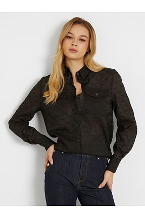 پیراهن مشکی زنانه یقه پیراهنی Guess - کد 811433646