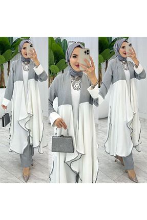 ست بالاتنه و پائین تنه طوسی زنانه بافتنی FIRSTESLEM - کد 906427808