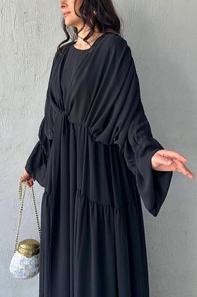 کلاه و ابایا مشکی زنانه بافتنی MELEK ARAZ - کد 906428200